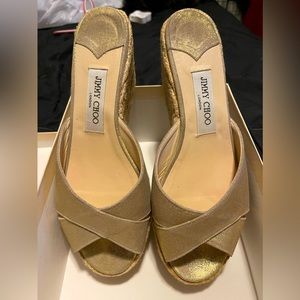 Jimmy Choo gold espadrilles